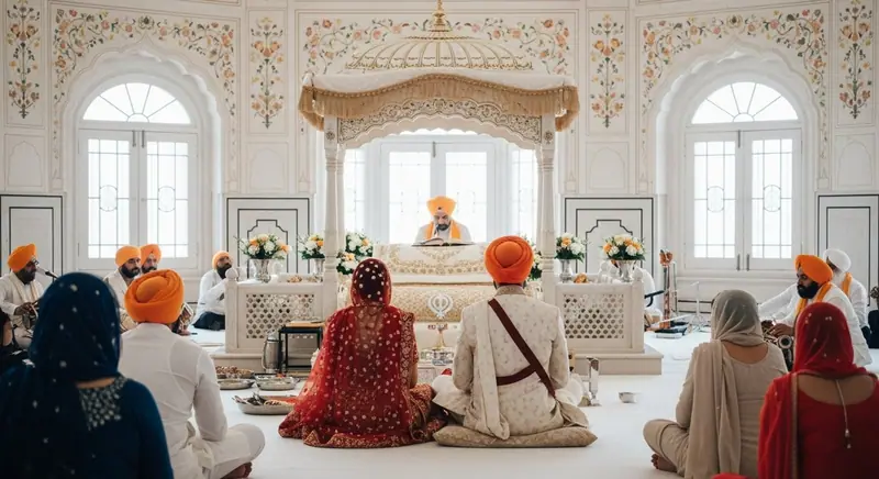Anand Karaj (Sikh-Hochzeit) bei einer Punjabi-Hochzeit