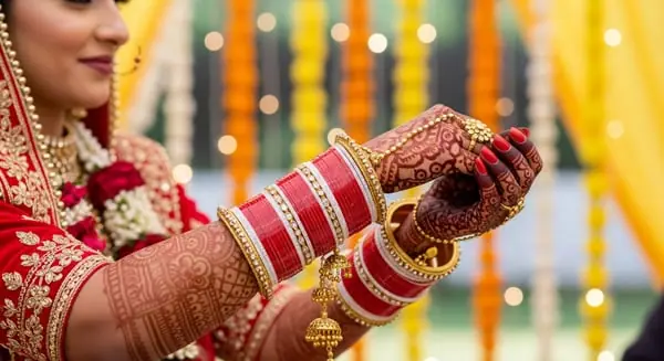 Chooda-Zeremonie bei einer Punjabi-Hochzeit