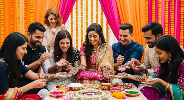Mehendi-Zeremonie bei einer Punjabi-Hochzeit