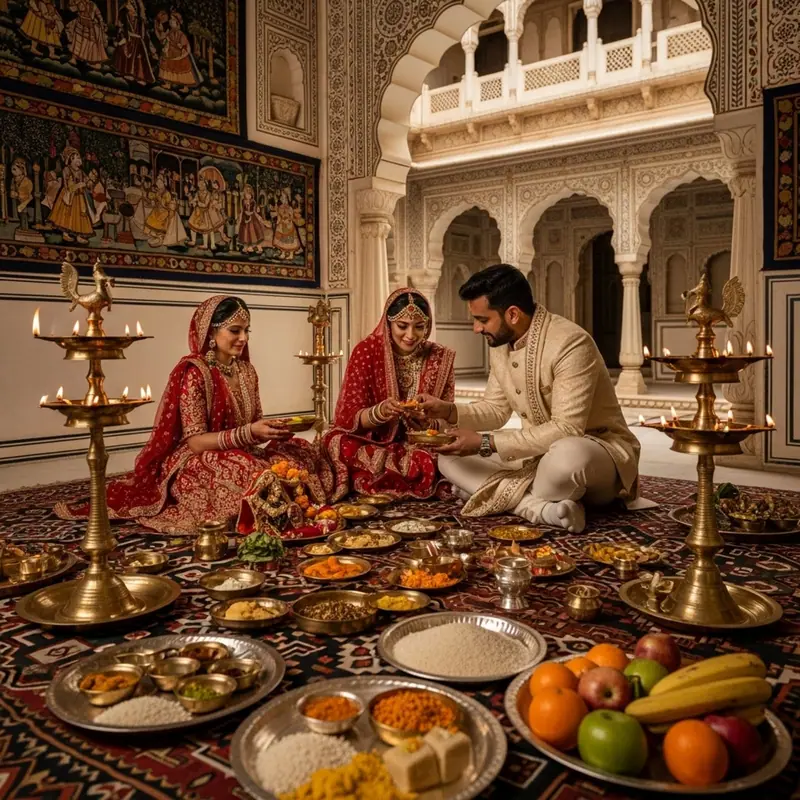 Ganesh Pooja bei einer königlichen Hochzeit in Rajasthan